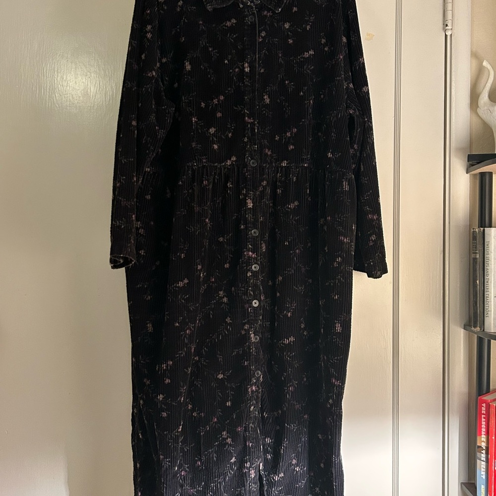 Talbots Black Long Sleeve Floral Dress